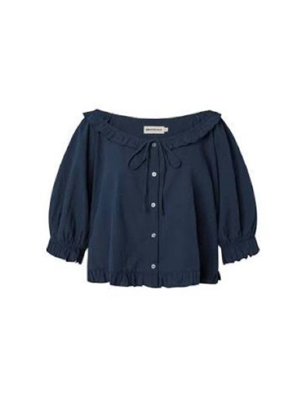 Sonderhaus Romeo Top Navy Ruffle Button-Front Women's Blouse